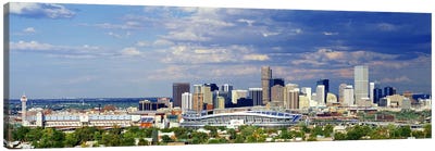 USA, Colorado, Denver, Invesco Stadium, High angle view of the city Canvas Art Print - Stadium Art