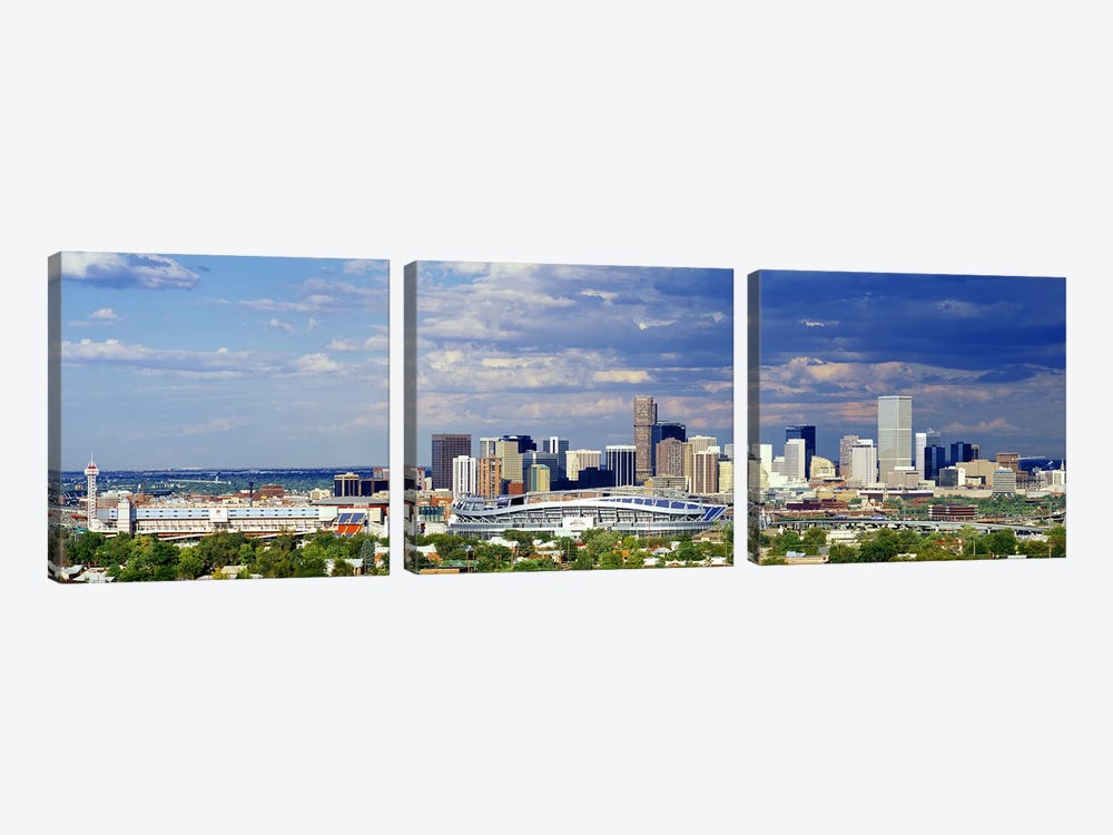 USA, Colorado, Denver, Invesco Stadium, High angle view of the city by Panoramic Images 3-piece Canvas Artwork