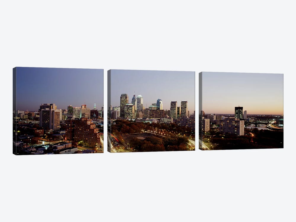 High angle view of a city, Philadelphia, Pennsylvania, USA by Panoramic Images 3-piece Canvas Wall Art