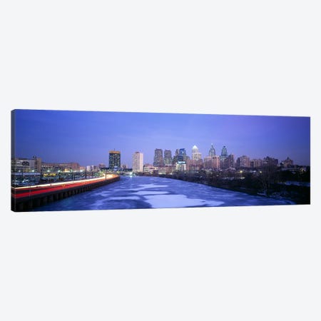 Buildings lit up at night, Philadelphia, Pennsylvania, USA Canvas Print #PIM3335} by Panoramic Images Canvas Print