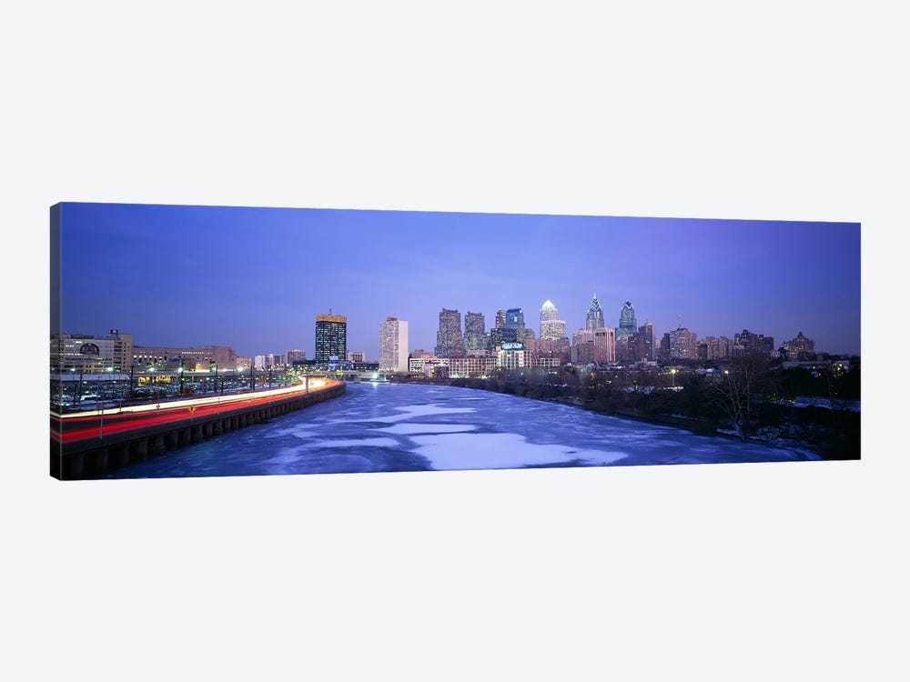 Buildings lit up at night, Philadelphia, Pennsylvania, USA by Panoramic Images 1-piece Canvas Art