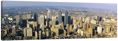Aerial view of skyscrapers in a city, Philadelphia, Pennsylvania, USA Canvas Art Print - Philadelphia Art
