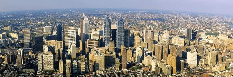 Aerial view of skyscrapers in a city, Philadelphia, Pennsylvania, USA