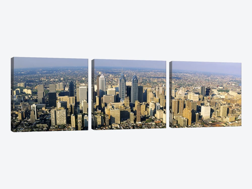 Aerial view of skyscrapers in a city, Philadelphia, Pennsylvania, USA by Panoramic Images 3-piece Canvas Wall Art