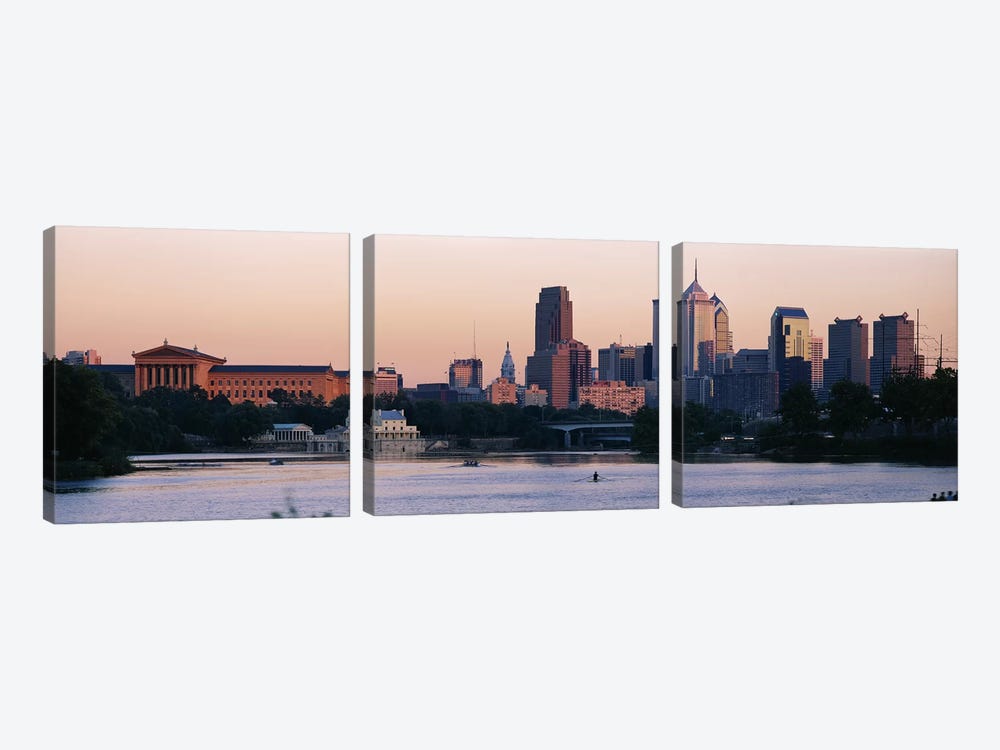 Buildings on the waterfront, Philadelphia, Pennsylvania, USA by Panoramic Images 3-piece Canvas Artwork