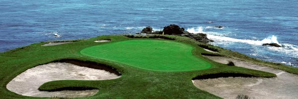 Large Photography - Canvas Prints: Pebble Beach Golf Course 8th Green Carmel CA by Panoramic Images