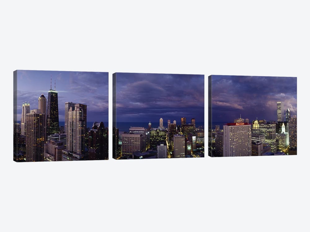 Evening Chicago IL by Panoramic Images 3-piece Canvas Wall Art