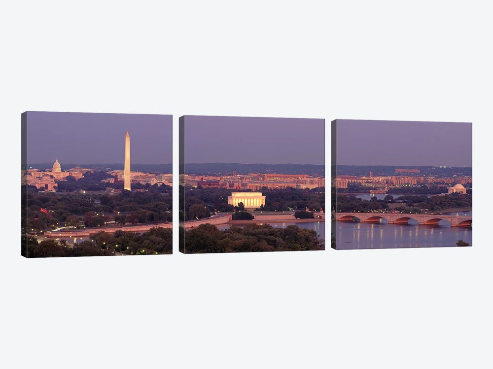 USAWashington DC, aerial, night by Panoramic Images 3-piece Canvas Print