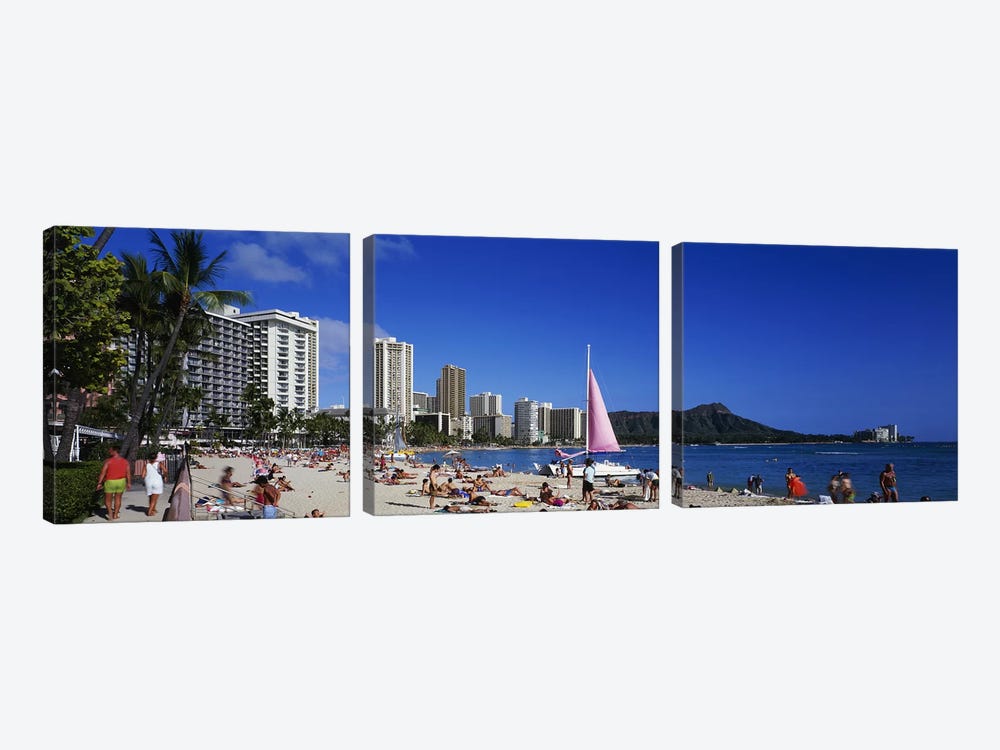 Waikiki Beach Oahu Island HI USA by Panoramic Images 3-piece Art Print
