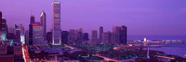Chicago Skylines: Evening Chicago IL USA by Panoramic Images