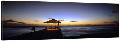 Tourists on a pier, Waikiki Beach, Waikiki, Honolulu, Oahu, Hawaii, USA Canvas Art Print - Dock & Pier Art