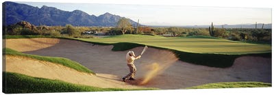Side profile of a man playing golf at a golf course, Tucson, Arizona, USA Canvas Art Print - Golf Course Art