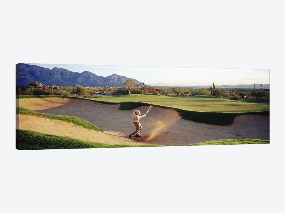 Side profile of a man playing golf at a golf course, Tucson, Arizona, USA by Panoramic Images 1-piece Canvas Print