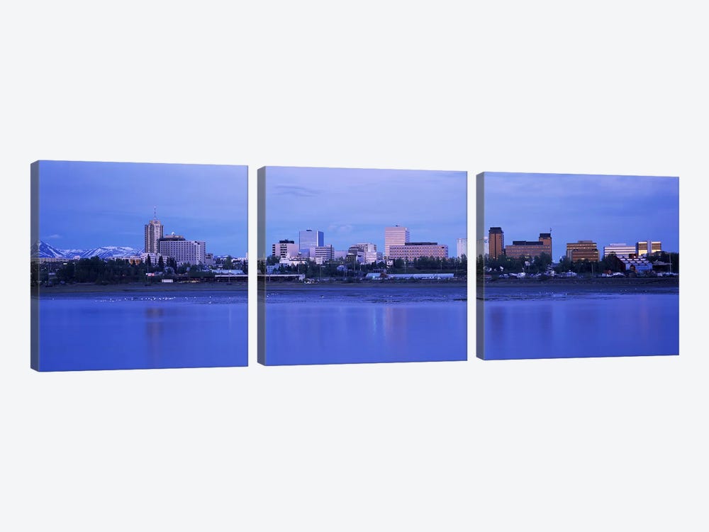 Buildings at the waterfront, Anchorage, Alaska, USA by Panoramic Images 3-piece Canvas Art Print