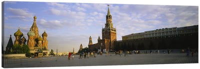 Cathedral at a town square, St. Basil's Cathedral, Red Square, Moscow, Russia Canvas Art Print - Moscow Art
