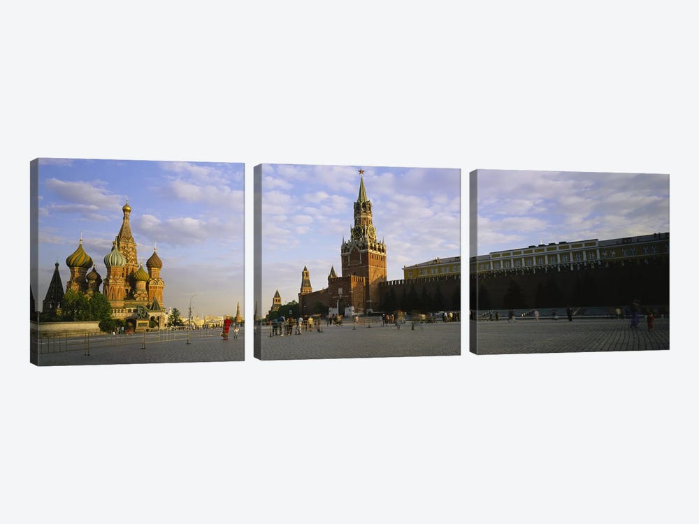 Cathedral at a town square, St. Basil's Cathedral, Red Square, Moscow, Russia by Panoramic Images 3-piece Canvas Artwork