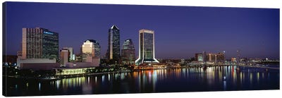 Buildings Lit Up At Night, Jacksonville, Florida, USA Canvas Art Print - Jacksonville Art