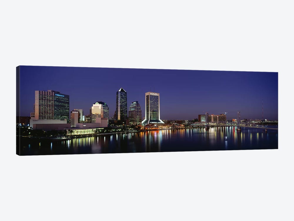 Buildings Lit Up At Night, Jacksonville, Florida, USA by Panoramic Images 1-piece Canvas Art