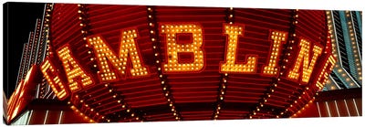 Close-up of a neon sign of gambling, Las Vegas, Clark County, Nevada, USA Canvas Art Print - Gambling