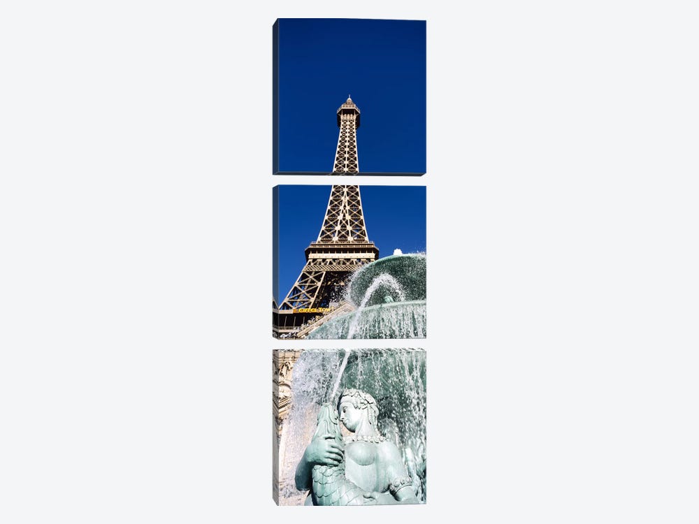 Fountain Eiffel Tower Las Vegas NV by Panoramic Images 3-piece Canvas Art