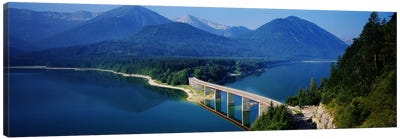 Bridge Over Sylvenstein Reservoir, Isar Valley, Upper Bavaria, Germany Canvas Art Print