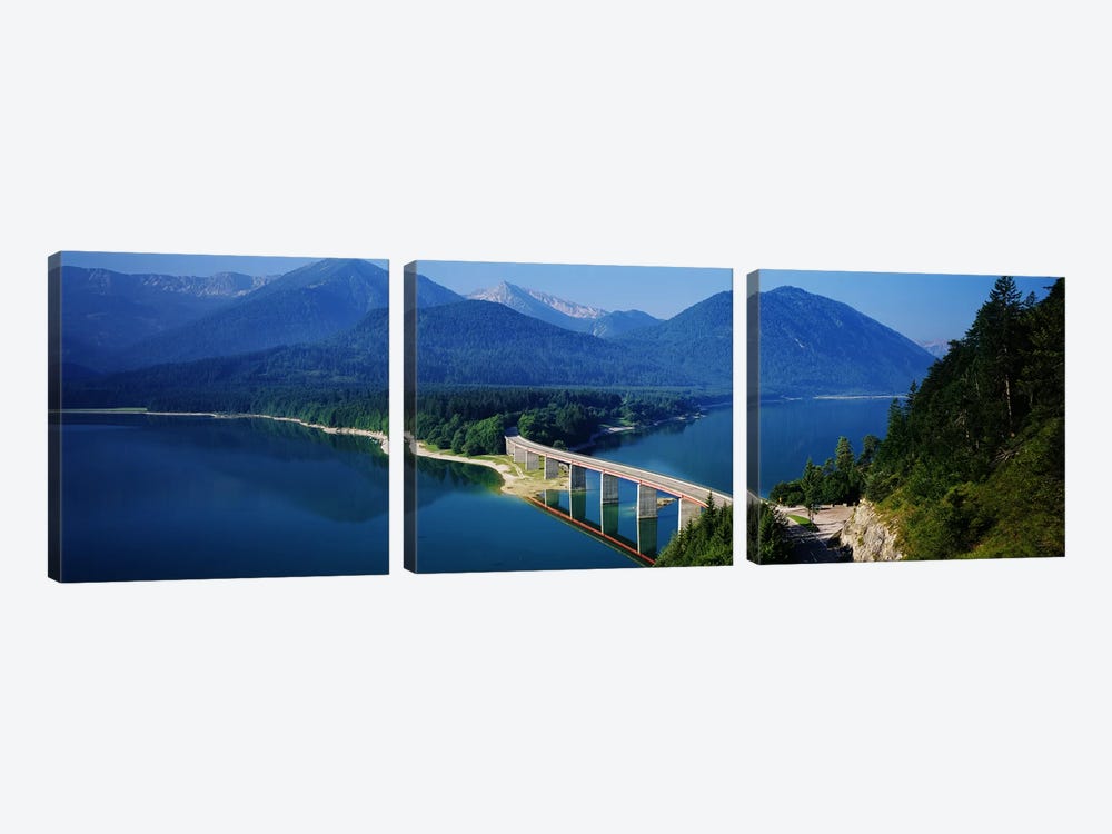 Bridge Over Sylvenstein Reservoir, Isar Valley, Upper Bavaria, Germany by Panoramic Images 3-piece Canvas Artwork