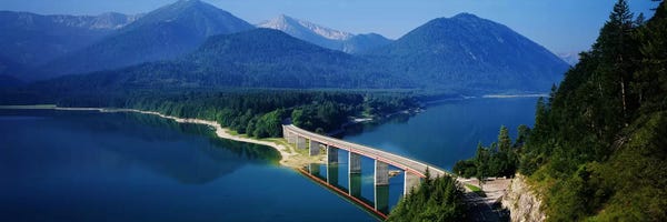 Bavaria: Bridge Over Sylvenstein Reservoir, Isar Valley, Upper Bavaria, Germany by Panoramic Images