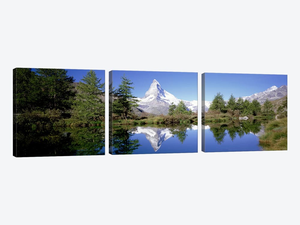 Matterhorn's Riffelsee Reflection, Valais, Switzerland by Panoramic Images 3-piece Canvas Print