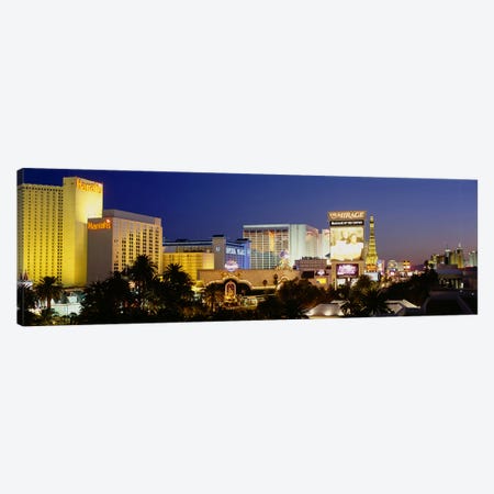 Buildings lit up at dusk, Las Vegas, Nevada, USA Canvas Print #PIM3416} by Panoramic Images Canvas Wall Art