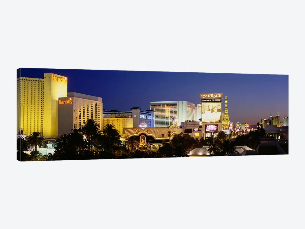 Buildings lit up at dusk, Las Vegas, Nevada, USA by Panoramic Images 1-piece Canvas Artwork