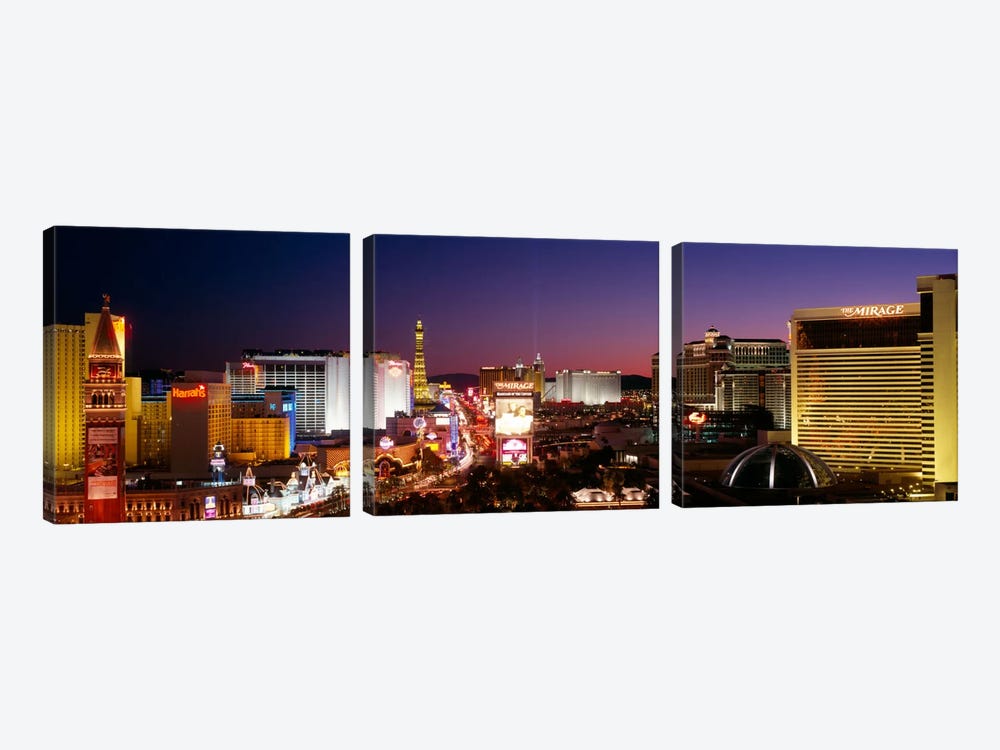 Buildings Lit Up At Night, Las Vegas, Nevada, USA #2 by Panoramic Images 3-piece Canvas Art Print
