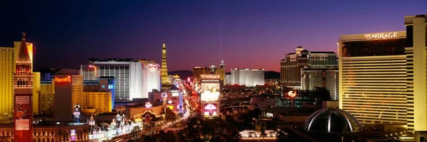 Nevada: Buildings Lit Up At Night, Las Vegas, Nevada, USA #2 by Panoramic Images