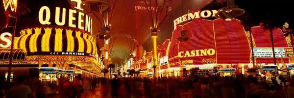 Nevada: Casino Lit Up At Night, Fremont Street, Las Vegas, Nevada, USA by Panoramic Images