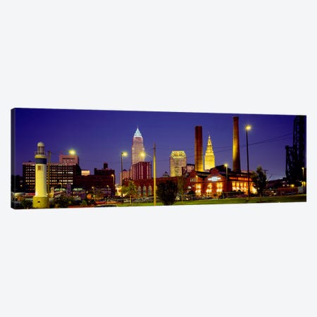 Buildings Lit Up At Night, Cleveland, Ohio, USA Canvas Print #PIM341} by Panoramic Images Canvas Print