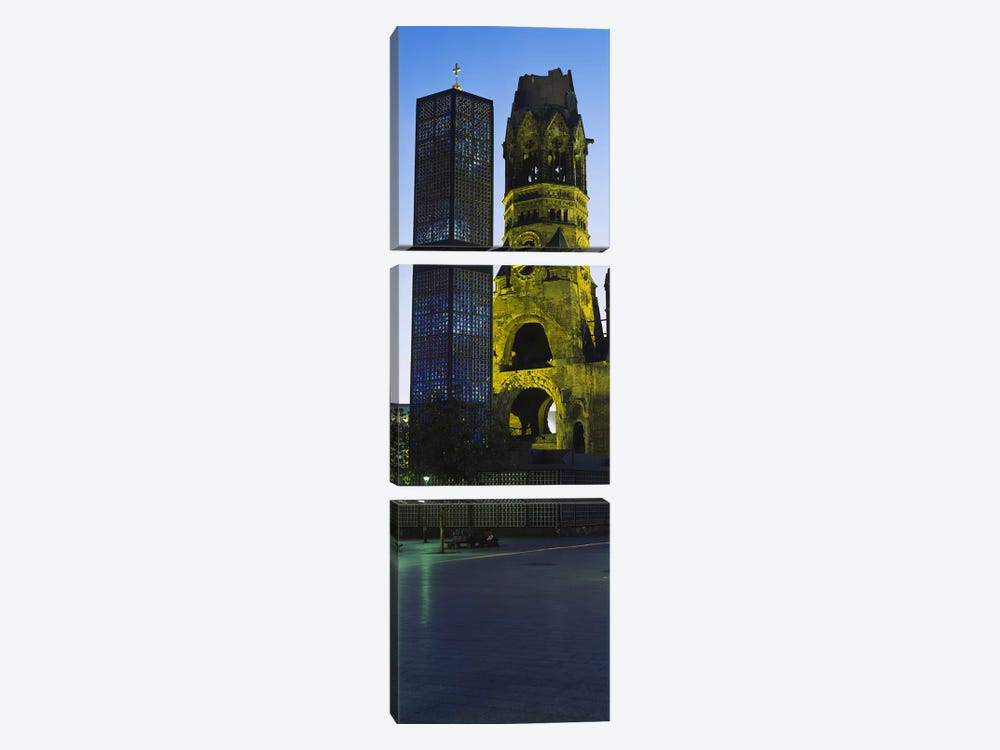 Tower of a church, Kaiser Wilhelm Memorial Church, Berlin, Germany by Panoramic Images 3-piece Canvas Artwork
