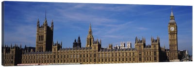 Blue sky over a building, Big Ben and the Houses Of Parliament, London, England Canvas Art Print - England Art