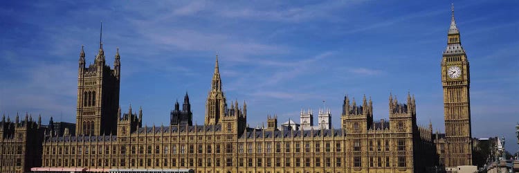 Blue sky over a building, Big Ben and the Houses Of Parliament, London, England