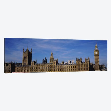 Blue sky over a building, Big Ben and the Houses Of Parliament, London, England Canvas Print #PIM3428} by Panoramic Images Canvas Artwork