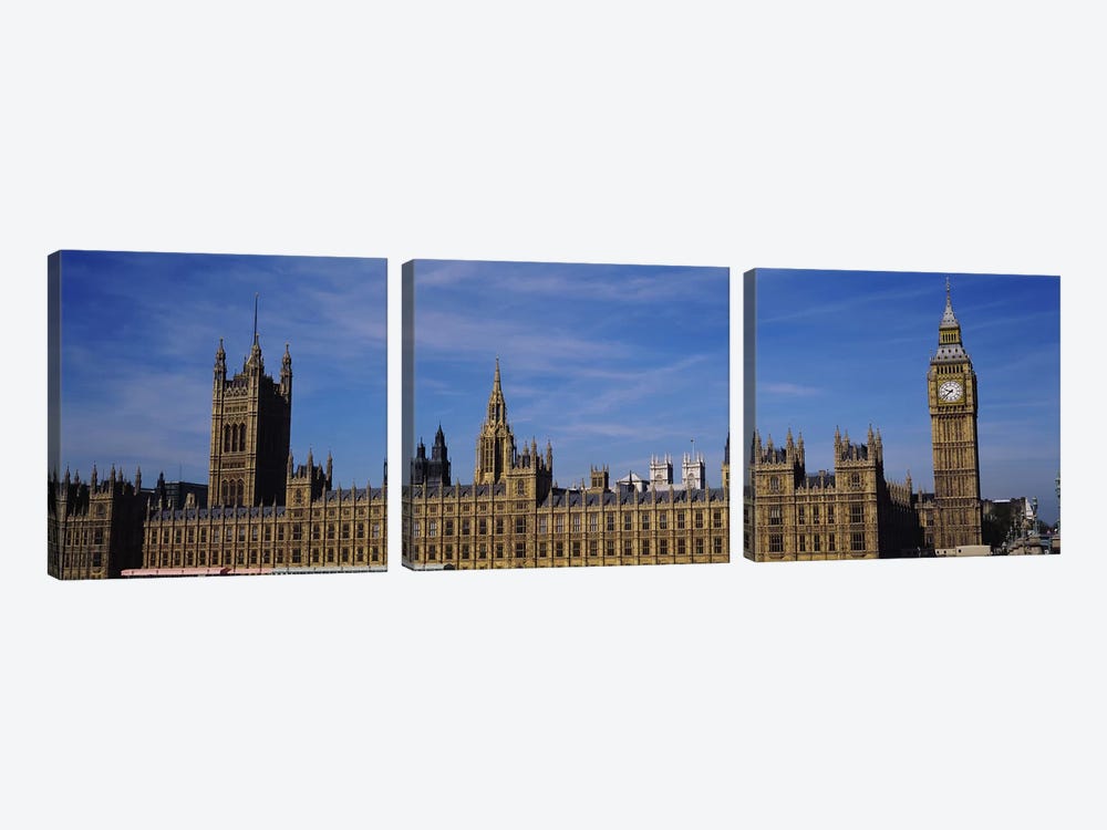 Blue sky over a building, Big Ben and the Houses Of Parliament, London, England by Panoramic Images 3-piece Canvas Art Print