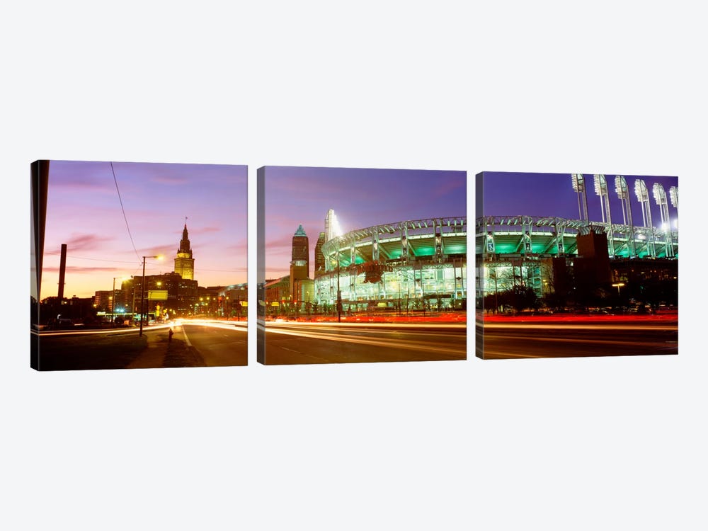Low angle view of a baseball stadium, Jacobs Field, Cleveland, Ohio, USA by Panoramic Images 3-piece Canvas Wall Art