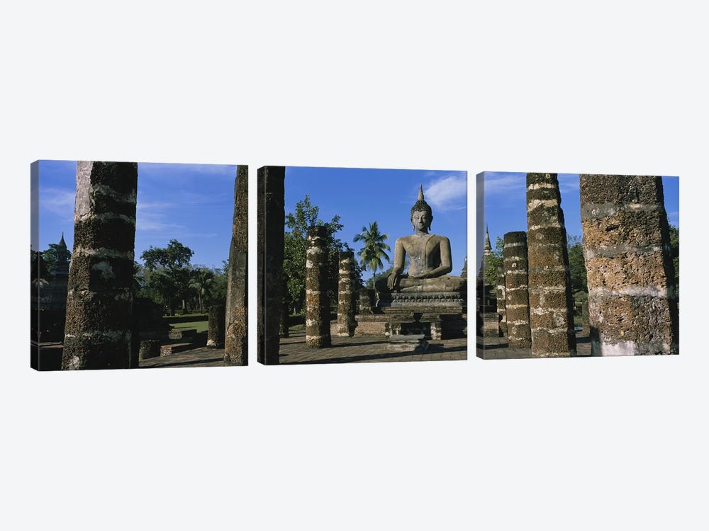 Statue of Buddha In A TempleWat Mahathat, Sukhothai, Thailand by Panoramic Images 3-piece Canvas Art Print