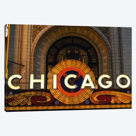 Marquee In Zoom, Chicago Theater, Chicago, Illinois, USA Canvas Print #PIM3437} by Panoramic Images Canvas Art