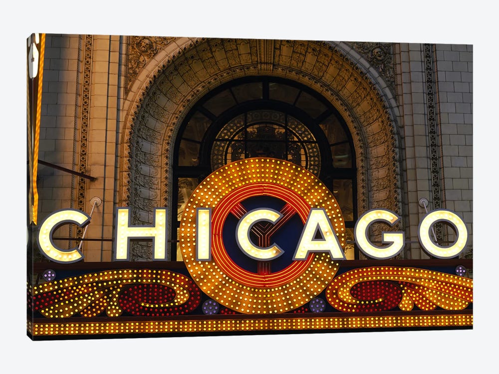 Marquee In Zoom, Chicago Theater, Chicago, Illinois, USA 1-piece Canvas Print