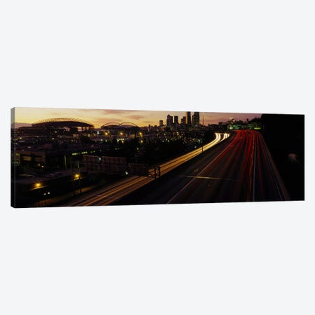 Aerial view at duskSeattle, Washington State, USA Canvas Print #PIM3442} by Panoramic Images Canvas Wall Art