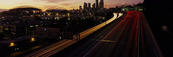 Seattle: Aerial view at duskSeattle, Washington State, USA by Panoramic Images
