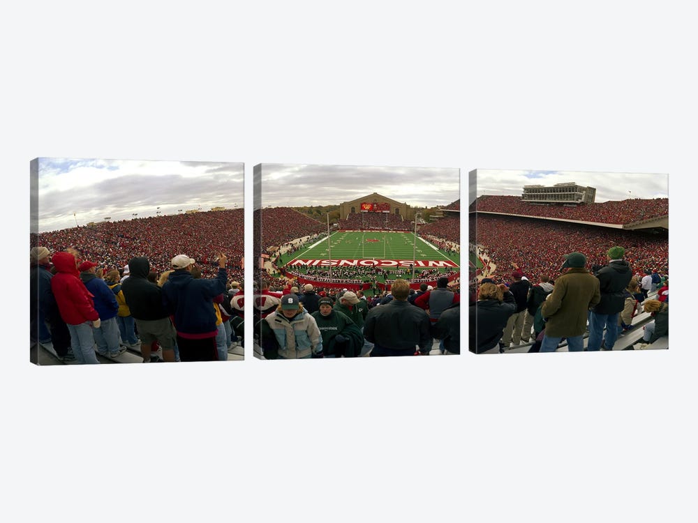 Spectators watching a football match at Camp Randall Stadium, University of Wisconsin, Madison, Dane County, Wisconsin, USA by Panoramic Images 3-piece Canvas Artwork