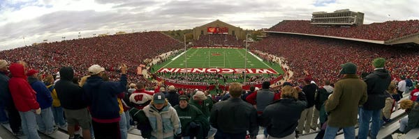Stadiums: Spectators watching a football match at Camp Randall Stadium, University of Wisconsin, Madison, Dane County, Wisconsin, USA by Panoramic Images