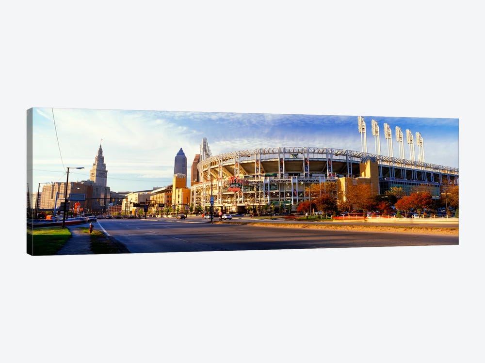 Low angle view of baseball stadium, Jacobs Field, Cleveland, Ohio, USA by Panoramic Images 1-piece Canvas Artwork