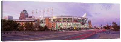 Baseball stadium at the roadside, Jacobs Field, Cleveland, Cuyahoga County, Ohio, USA Canvas Art Print - Baseball Art