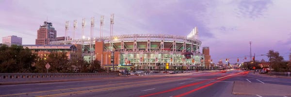 Stadiums: Baseball stadium at the roadside, Jacobs Field, Cleveland, Cuyahoga County, Ohio, USA by Panoramic Images